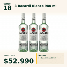 Combo 18 Bacardi Blanco 980 ml x3