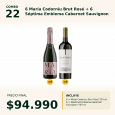 Combo 22 María Codorniu Brut Rose x6 + Septima Emblema Cab. Sauv. x6