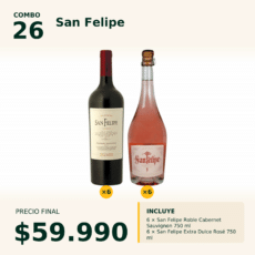 Combo 26 San Felipe: Roble Cab. Sauv. x6 + Extra Dulce Rose x6